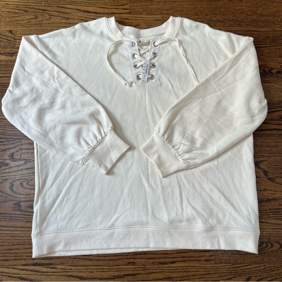 Madewell Cream Lace-Up Sweatshirt XL - Picture 4 of 7
